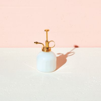 White Glass &amp; Brass Plant Mister