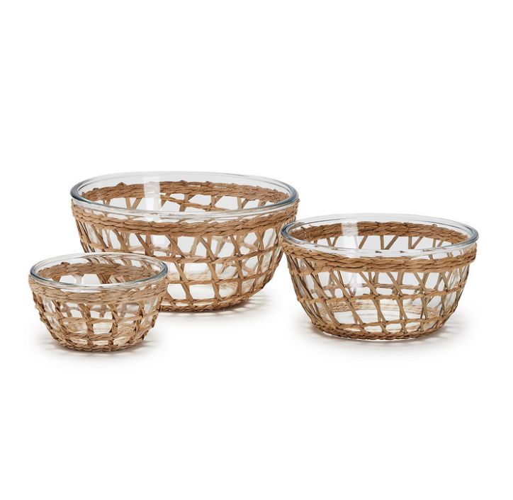 Island Chic Glass Bowl with Hand-Woven Lattice 