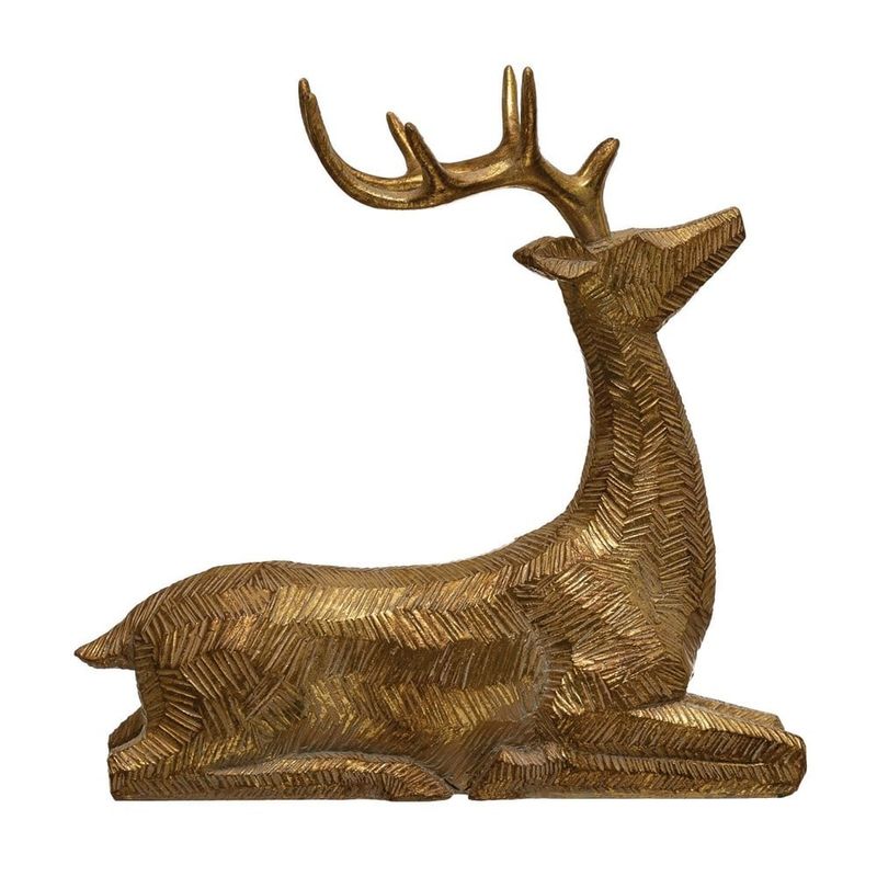 8.5&quot;H Resin Sitting Deer - Gold Finish