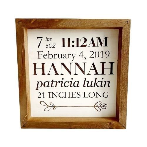 Personalized Baby Stat Framed Square Sign