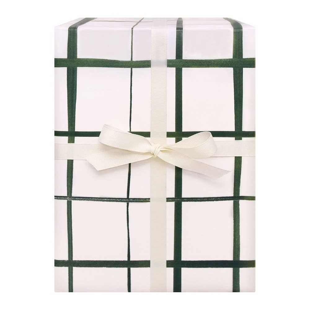 Emerald Grid Gift Wrap - Roll