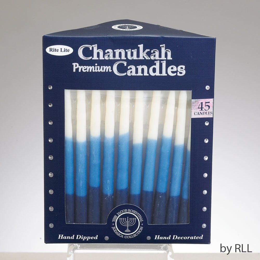 Premium Chanukah Candles - Blue/White Tri-Color