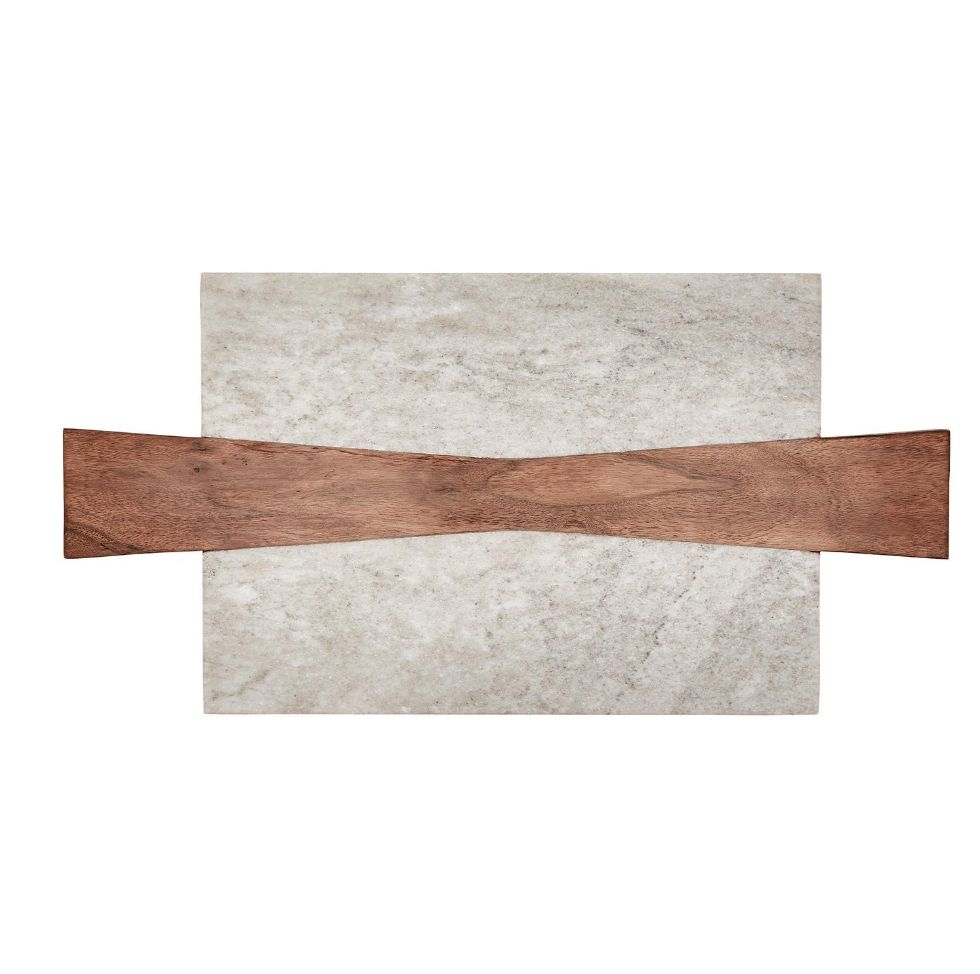 Perfectly Polished Marble &amp; Acacia Wood Serving Board
