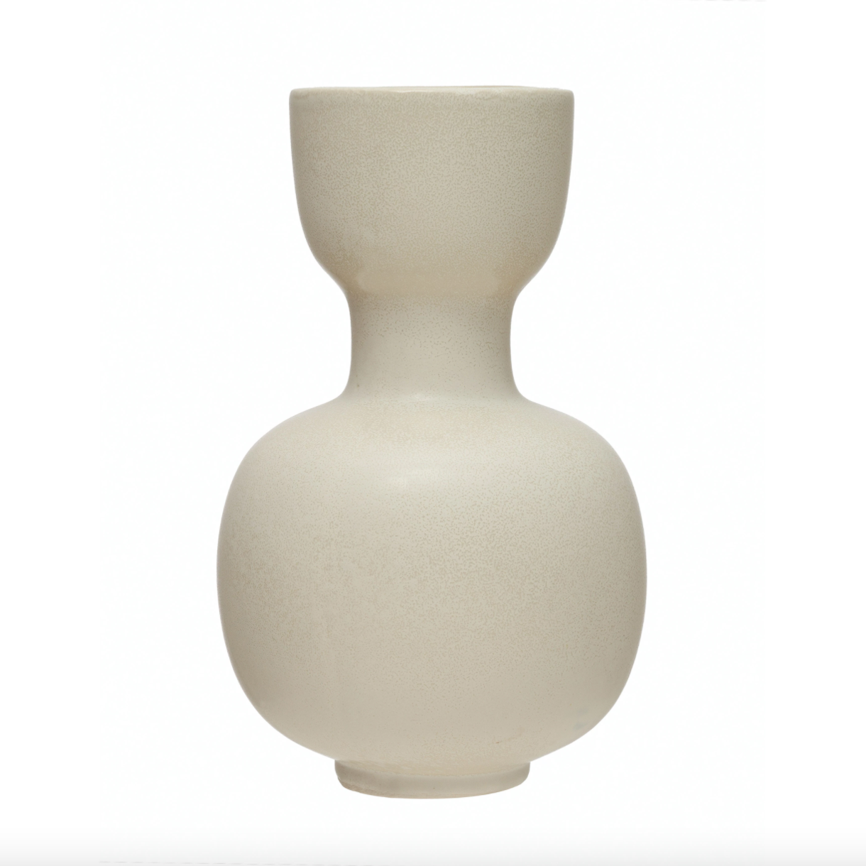 Stoneware Vase, Reactive Glaze, Cream Color