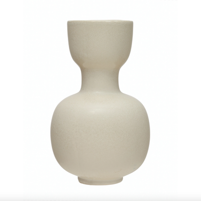 Stoneware Vase, Reactive Glaze, Cream Color