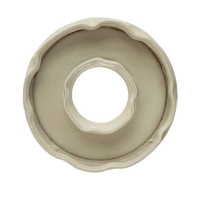 3&quot;H Stoneware Ring Shaped Serving Dish w/ 2 Sections Reactive Glaze White
