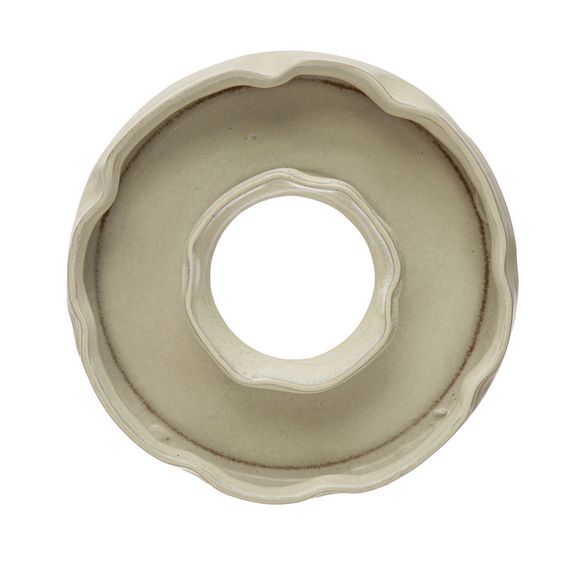 3&quot;H Stoneware Ring Shaped Serving Dish w/ 2 Sections Reactive Glaze White