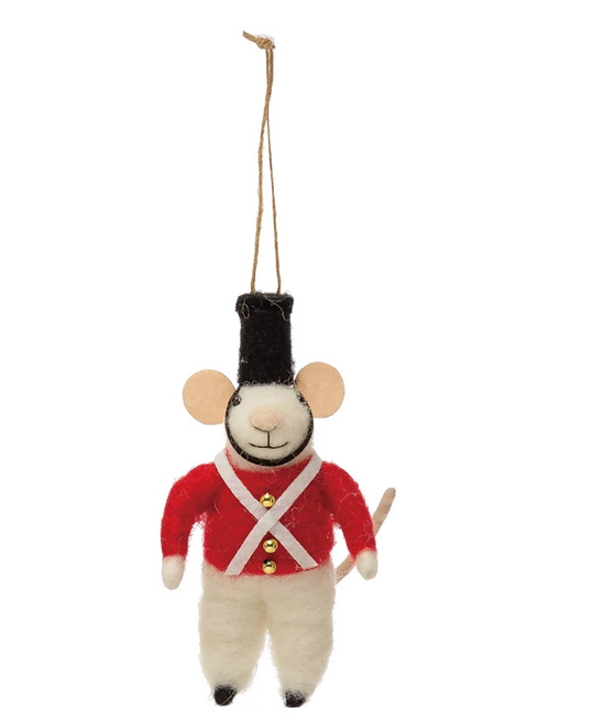 5&quot; H Wool Felt Soldier Mouse Ornament