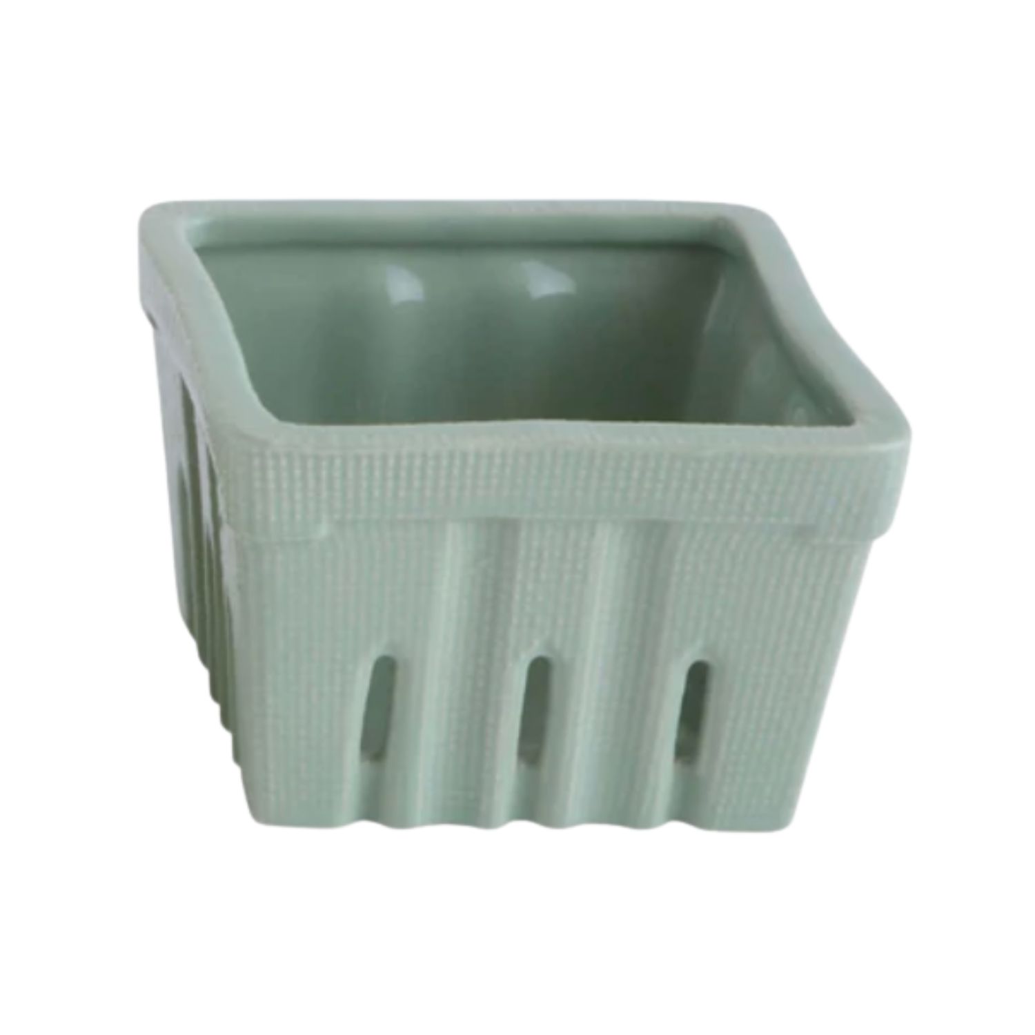 Textured Stoneware Berry Basket Seafoam