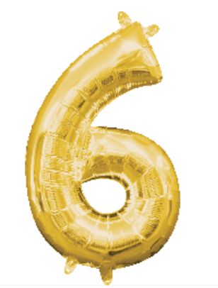 Gold Mylar Balloon 40&quot; - Six
