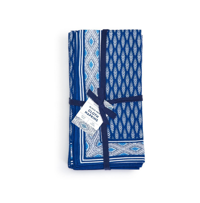 Blue Print Set of 4 Napkins