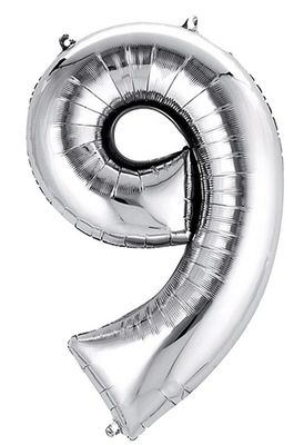 Silver Mylar Balloon 40&quot; - Nine