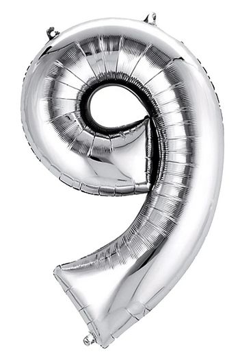 Silver Mylar Balloon 40&quot; - Nine