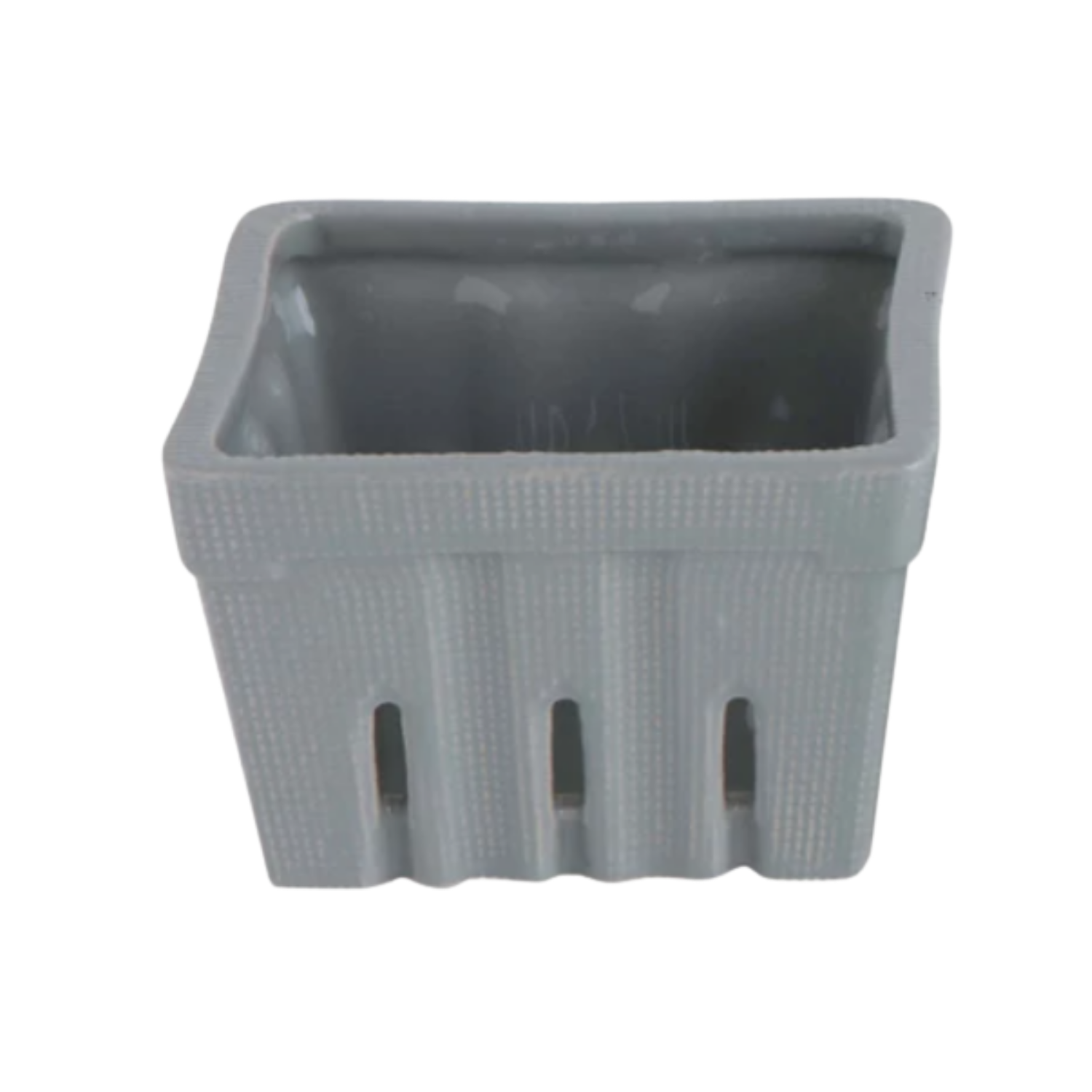 Textured Stoneware Berry Basket Gray