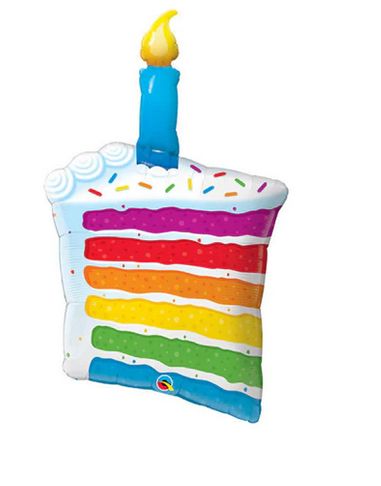 Mylar Balloon - Rainbow Striped Cake Slice 42&quot;
