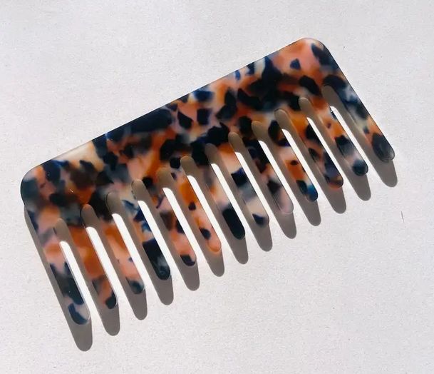 Wide Tooth Acetate Hair Comb | Eco-Friendly  Coral Tortoise
