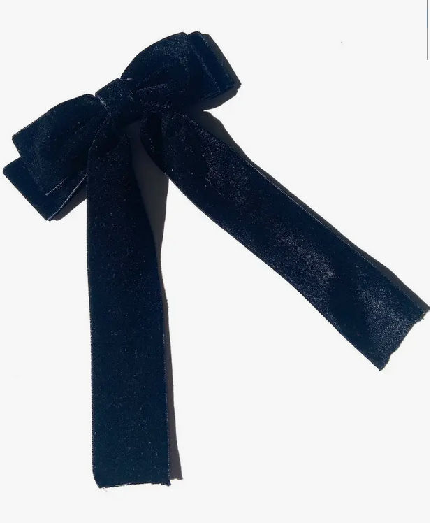 Classic Velvet Hair Bow Barrette | Black