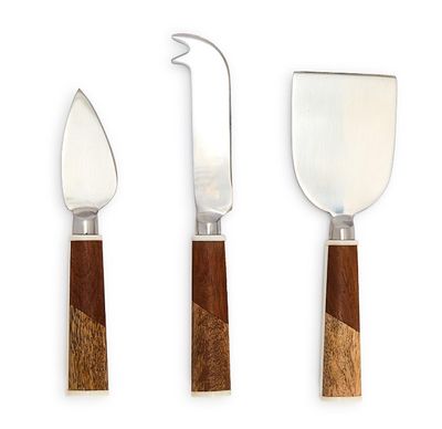 Bi-Color Wood Set of 3 Cheese Knives in Gift Box