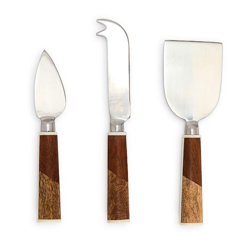 Bi-Color Wood Set of 3 Cheese Knives in Gift Box