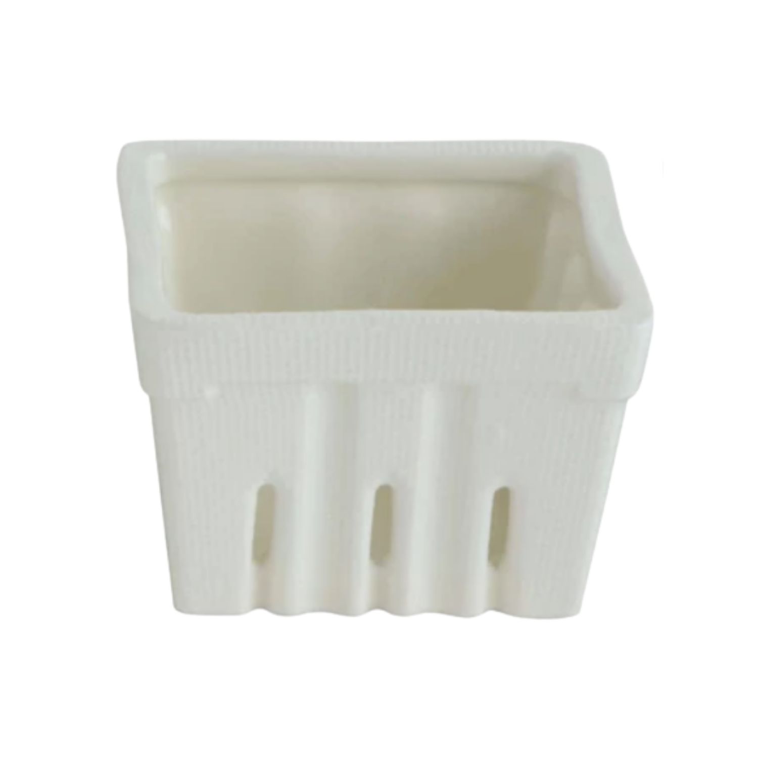 Textured Stoneware Berry Basket Cream