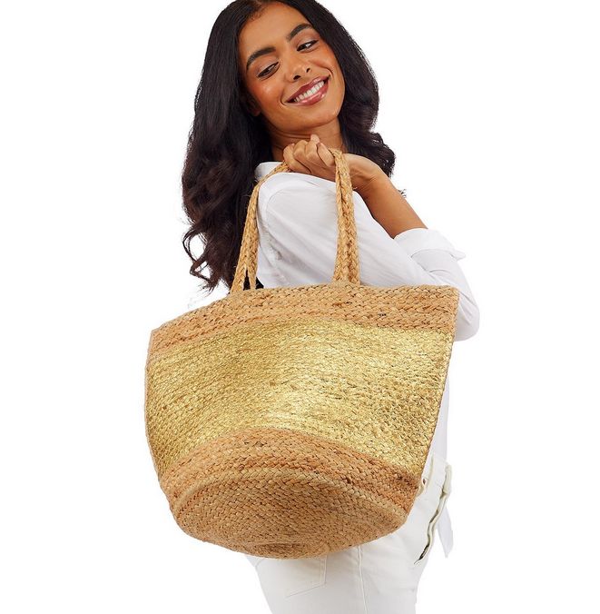 Natural Jute Woven Tote Bag