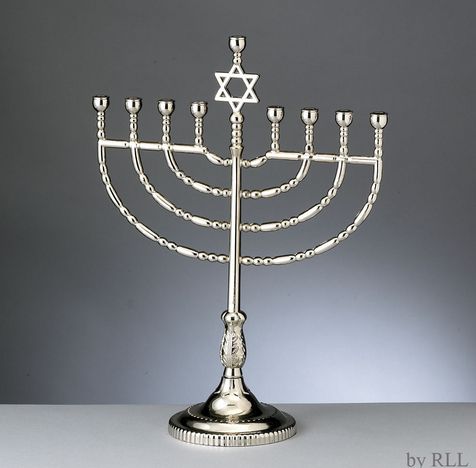 Large Traditional Menorah - Silvertone Finish