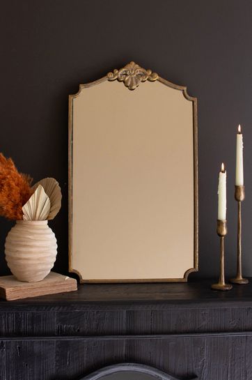 Antique brass vertical wall mirror