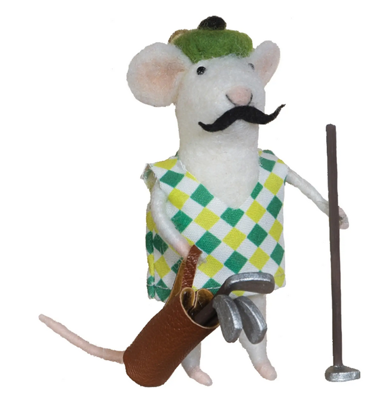 Felt Golfer Mouse Ornament