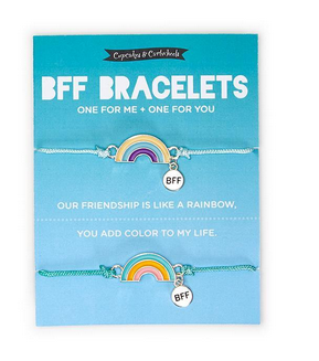 Rainbow Set of 2 BFF Friendship Adjustable Bracelets - Dark Blue