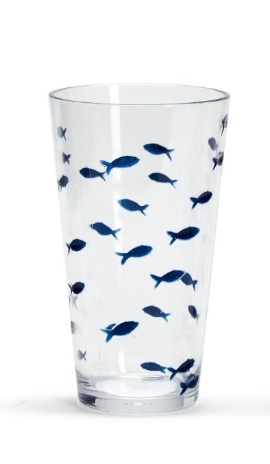 Blue Fish Acrylic Drinking Glass- Highball