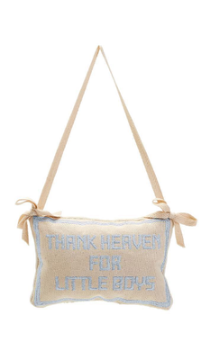 Thank Heaven Embroidered Pillow Door Hanger Dècor- Boy