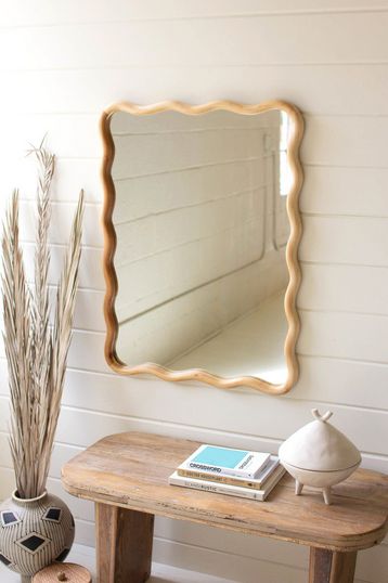 Wooden squiggle framed mirror