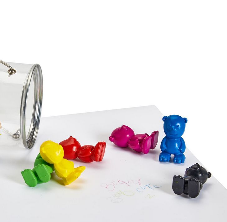 Set of 12 Small Crayons in Paint Jar - Tiny Bear