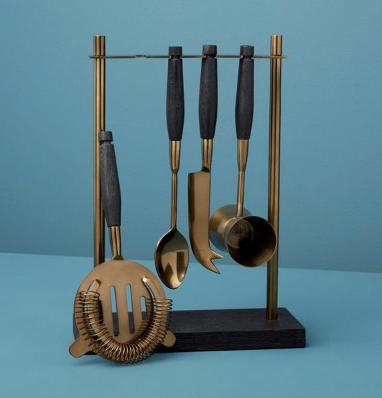 Arendal Aged Bronze Hanging Bar Tool Set