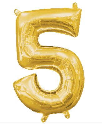 Gold Mylar Balloon 40&quot; - Five