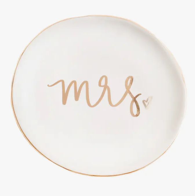Mrs. Jewelry Dish - White and Gold Foil