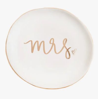 Mrs. Jewelry Dish - White and Gold Foil