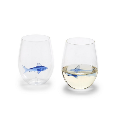 Great White Shark Stemless Wine Glass