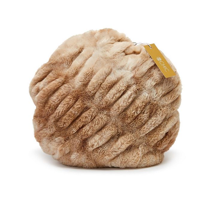 Marbled Faux Fur Round Pillow