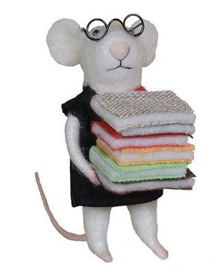 Felt Librarian Mouse Ornament