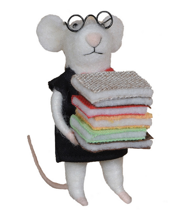 Felt Librarian Mouse Ornament