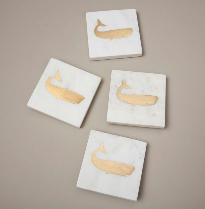 Verona Marble Whale Coasters, Set of 4