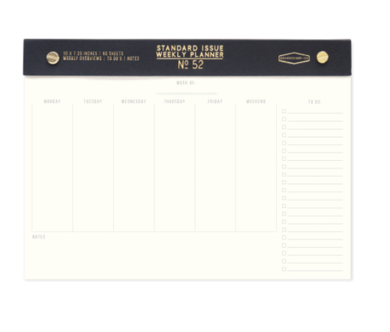 Bookcloth Post Bound Undated Weekly- Planner Desk Pad, 10 x 7.25