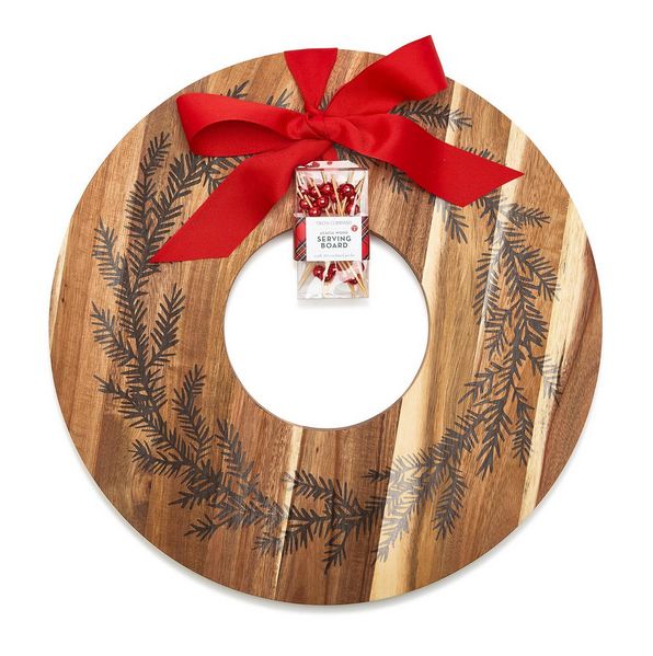 Holiday Wreath Charcuterie / Dessert Serving Board with 20 Picks