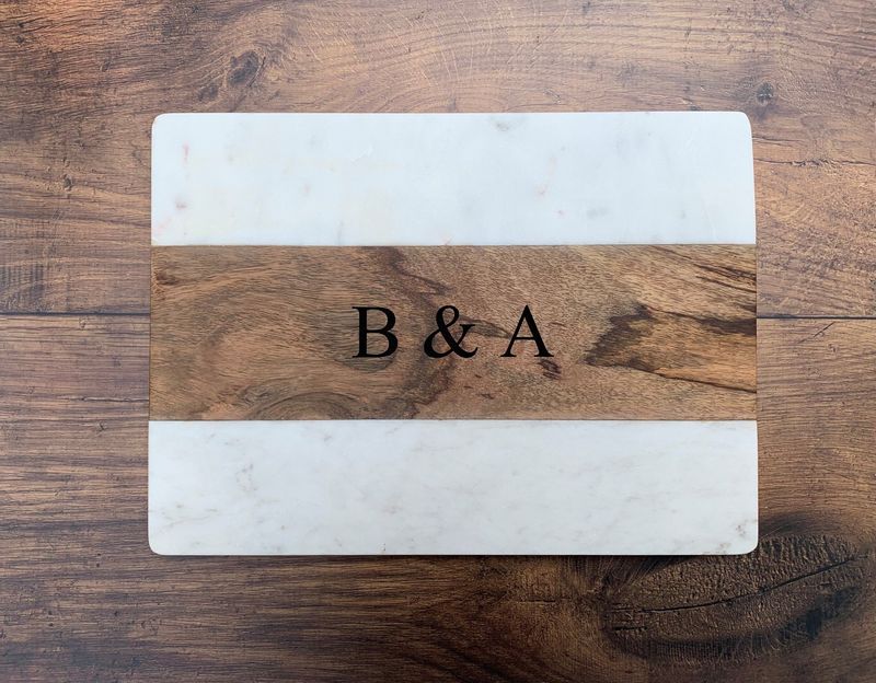Personalized Marble &amp; Wood Serving Board