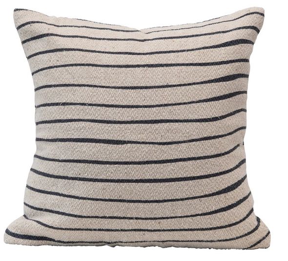 20&quot; Recycled Cotton Blend Pillow w/ Stripes
