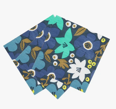 Eco-Friendly Blue Floral Napkins - 20 Pack
