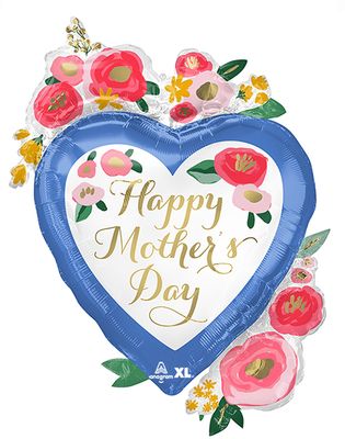 Mom Painted Florals Heart Balloon 34&quot;