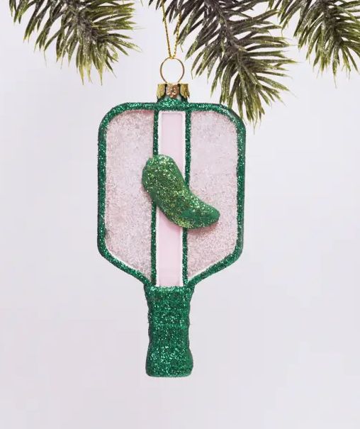 Pickleball Glass Ornament