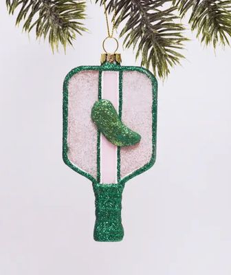 Pickleball Glass Ornament